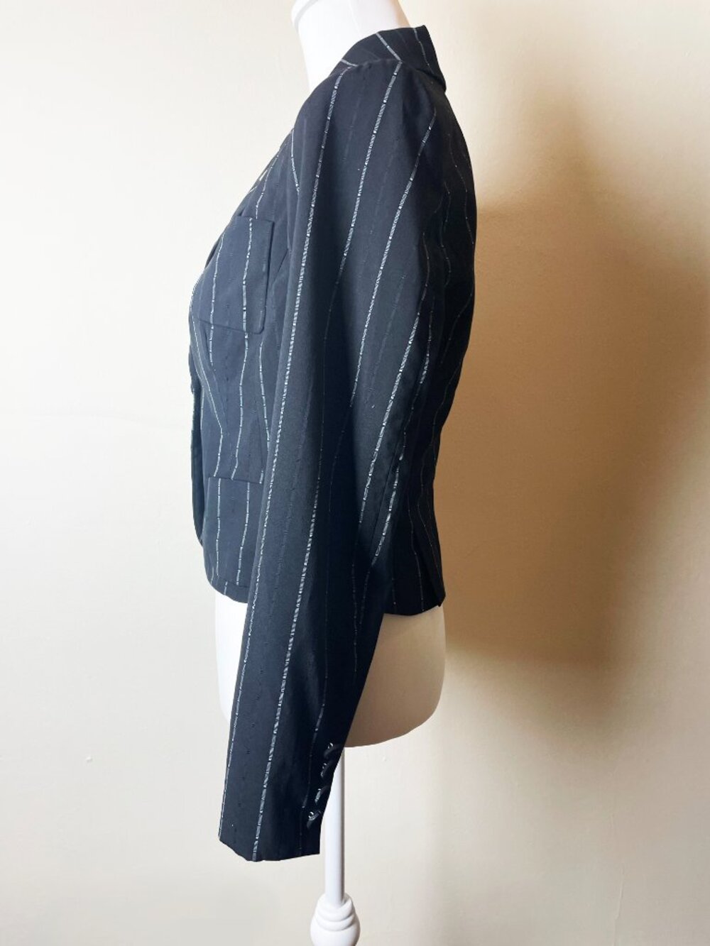 VTG Bebe Black Pinstripe 2-Piece Pant Suit Set - Jacket 4 / Pants 2 - Y2K Office - Picture 4 of 15